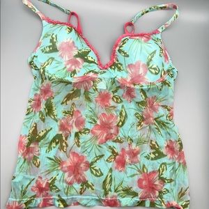 Vintage Floral Hawaiian bustier mesh top